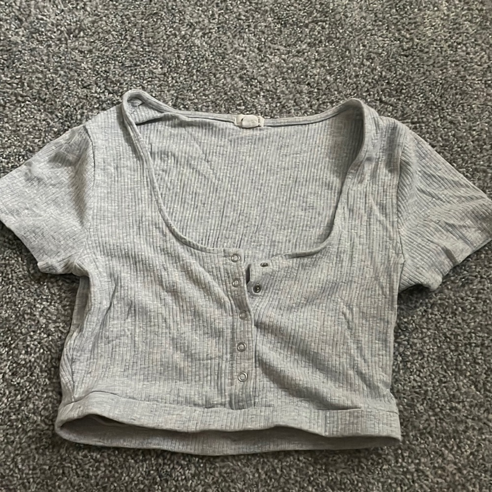 Garage Grey button up crop top